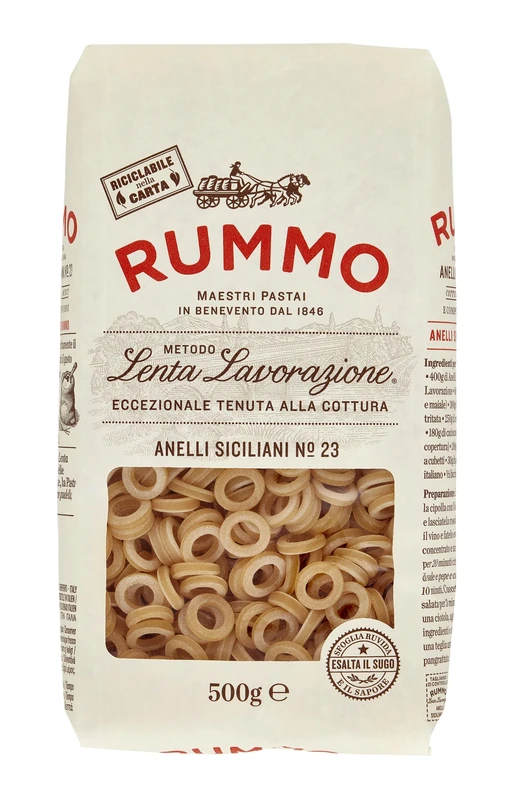 Rummo Anelli Siciliani Hoops No. 23 – Authentic Sicilian Pasta, Artisan-Made for Classic Italian Dishes, 500 g (Pack of 1)