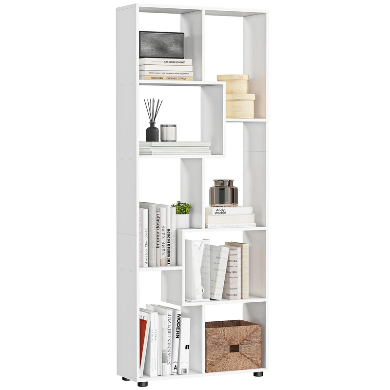 HOMCOM Bookshelf Tall Bookcase Modern Room Divider 70 x 24 x 178 cm White
