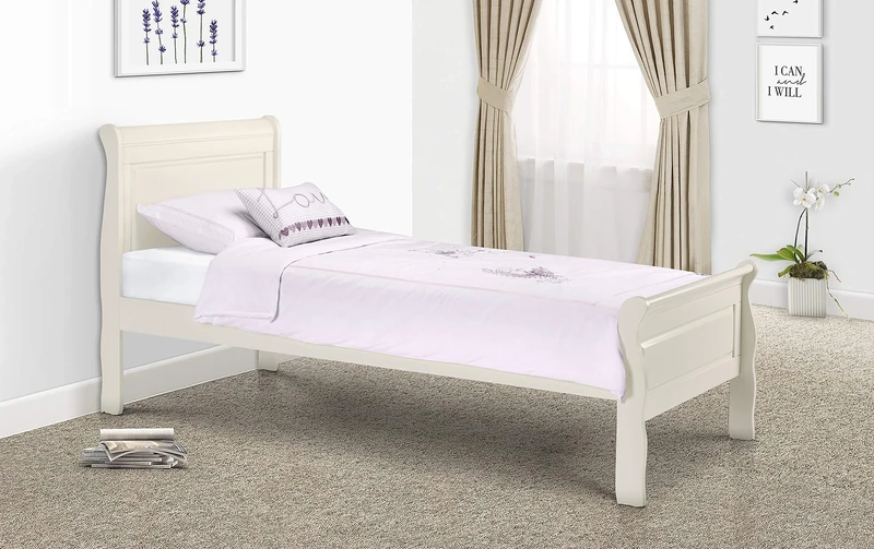 Julian Bowen Amelia Bed & Elite Mattress, Stone White, Single
