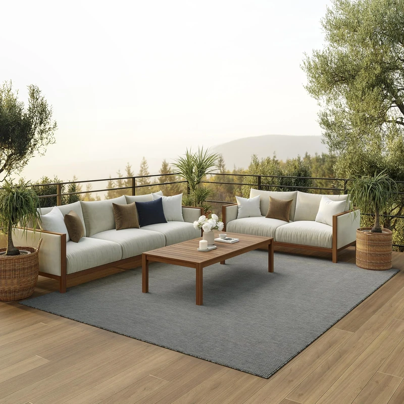 NOURISON Postiano Indoor/Outdoor Solid Charcoal 8' x 10' Area Rug 8' x 10'