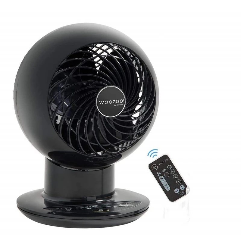 Iris Ohyama Woozoo Table Fan, 30㎡, Desk Fan, Black, 5 Speeds, Remote Control, Silent, Quiet, Multidirection Oscillation, For Bedroom, Living Room, Air Circulator, Small, Cooling, Powerful, PCF-SC15T