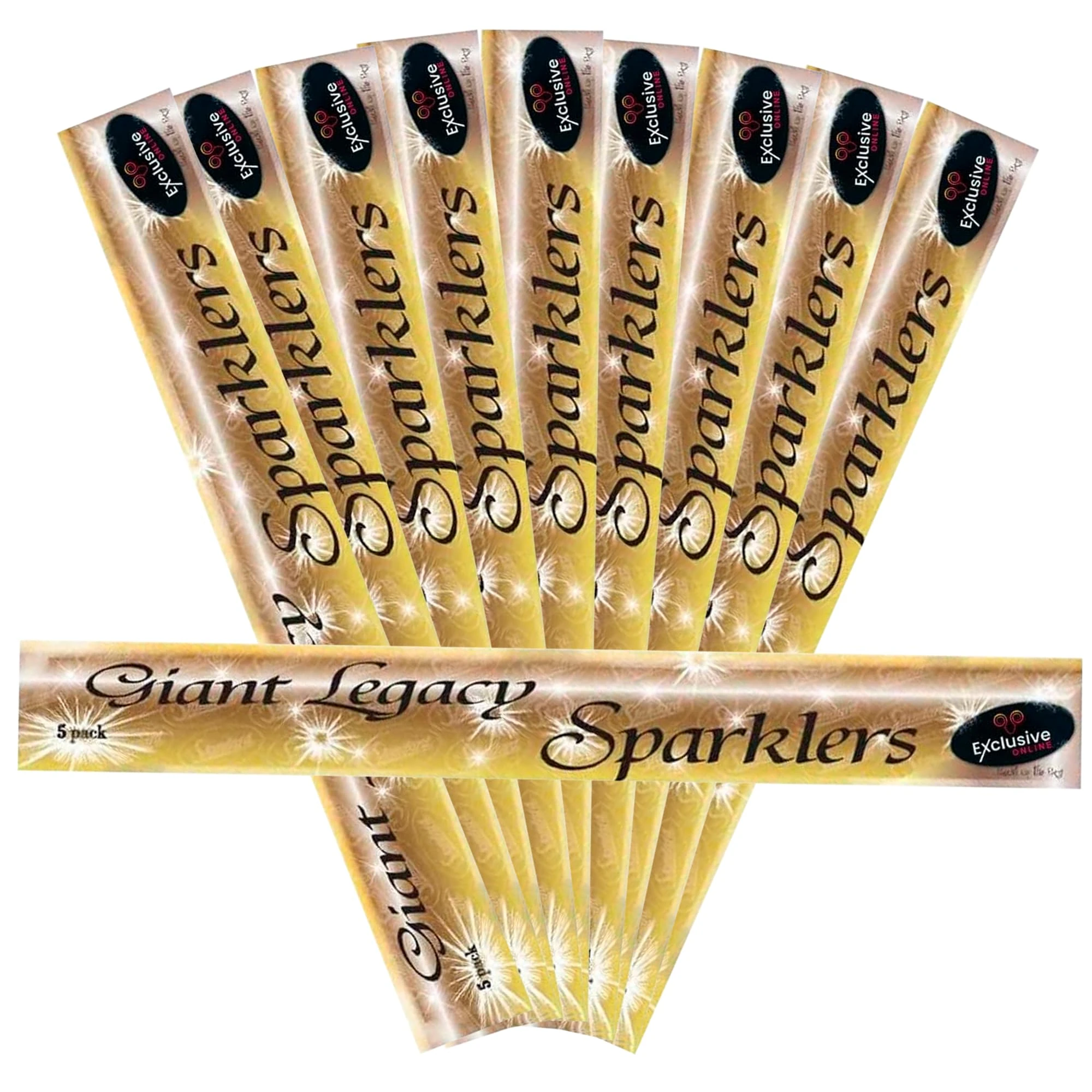 EXCLUSIVE ONLINE Giant Legacy Sparklers 40cm (16") (10 Packets for Bonfire Night, Halloween, Christmas, Wedding, Birthday and Anniversary (50 pieces)