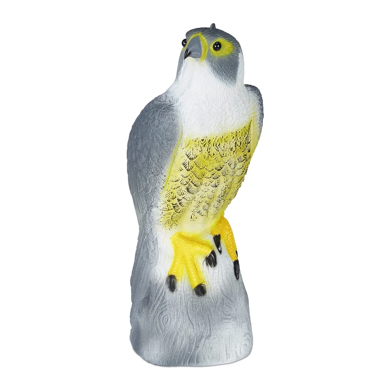 Relaxdays Bird Deterrent, Scarecrow, Falcon, Hang Up in Garden, Plastic Hawk Decoy, Balcony, Pigeon Repellent, Grey - Image 1