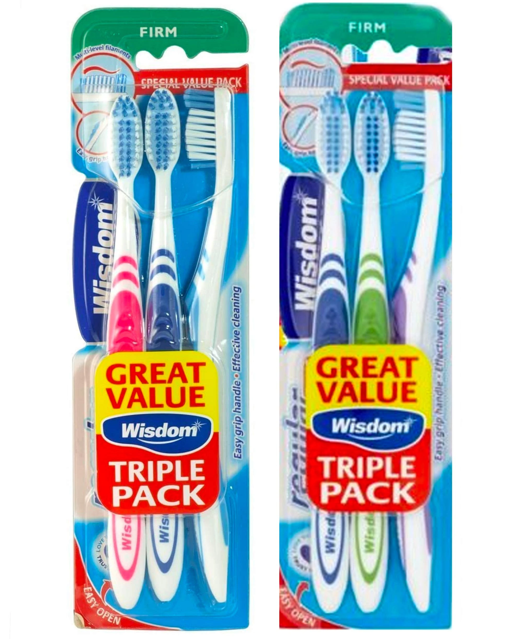 2 Packs x 3 Pcs Regular Plus Triple Firm Toothbrush