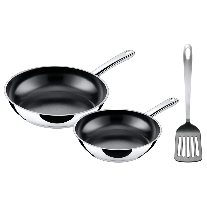 Silit Talis 3-Piece Pan Set with Spatula/Frying Pan 24 cm / 20 cm/Induction Pan/Stainless Steel Coated/Oven-Safe
