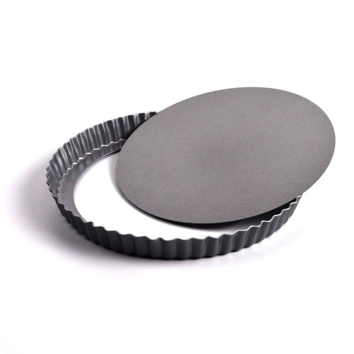 joeji's Kitchen Quiche Dish 22cm - Non Stick Carbon Steel - Perfect Tart Pie Flan Tin for Oven - Easy Release Loose Base - Freezer and Dishwasher Safe - Large Baking Pastry Dish Tins