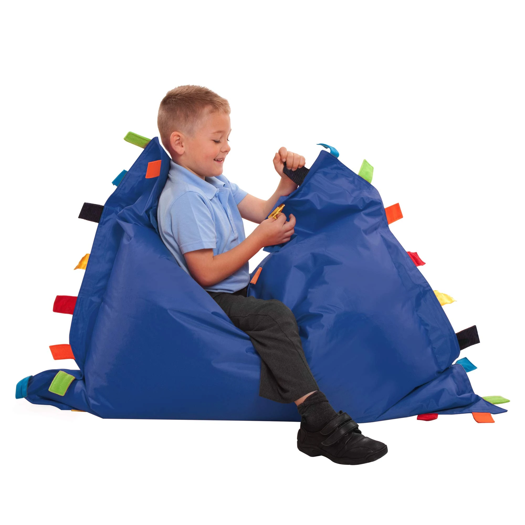 Office Needs Direct Blue Sensory Touch Tags SEN Bean Bag Floor Cushion Early Years KS1 KS2