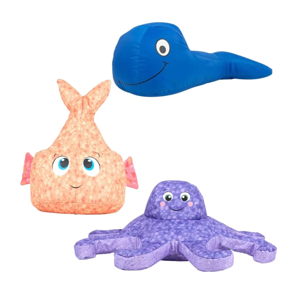 Sensory SEN Sea Life Creature Bean Bag Chair Bundle Octopus Fish and Whale Early Years KS1 Pack 3