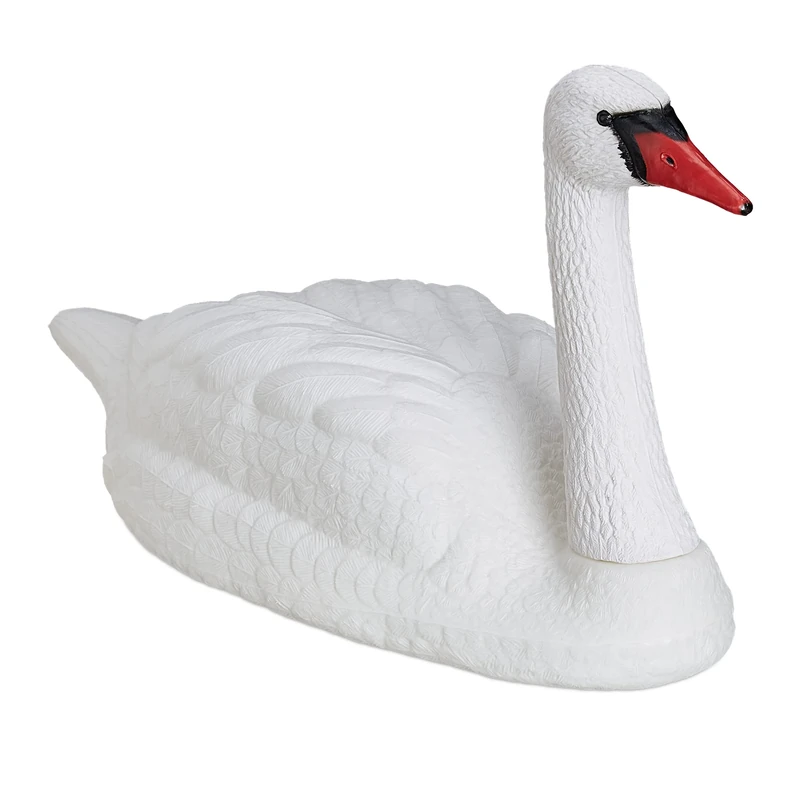 Relaxdays Garden Decoration Swan, Floating Pond Ornament, Balcony, Tie Up, Plastic, Weatherproof, XXL Figure, White