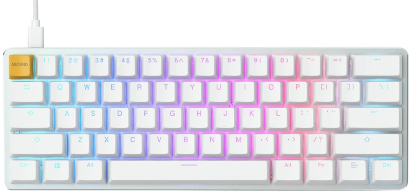 GLORIOUS Gaming GMMK Compact (60%) - Mechanical Gaming Keyboard, Gateron Brown Switches (Tactile), Doubleshot Caps, Per Key RGB, Customisable, Full NKRO, 60% Keyboard, American QWERTY Layout - White