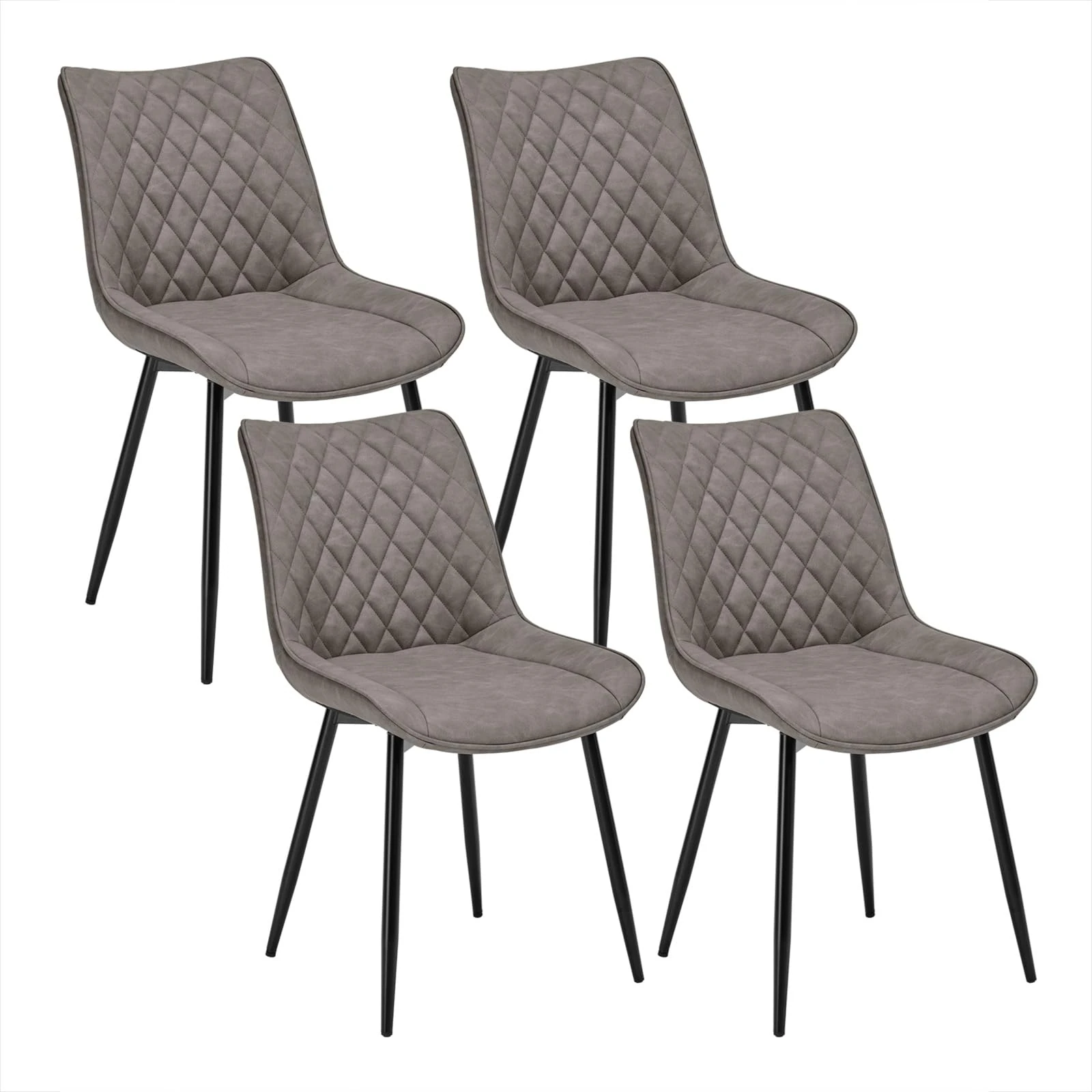 WOLTU Dining Chairs Set of 4 Counter Kitchen Chairs Lounge Leisure Living Room Corner Chairs Dark Grey Leatherette Reception Chairs with Backrest and Padded Seat