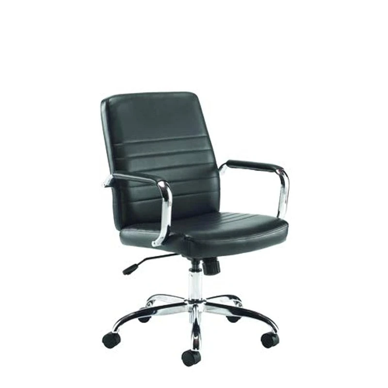 Office Hippo Faux Leather Office Chair with Arms, Desk Chair for Home Office, Swivel, Wheels, Black