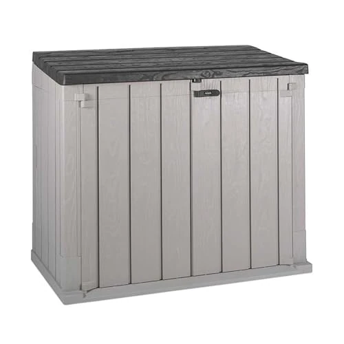 Olsen & Smith 775L MASSIVE Capacity Outdoor Garden Storage Box With Padlock Plastic Shed Wheelie Bin Box Cabinet – Ideal for 2x190L Bins, Garden Tools and Many Other Items (775 Litre, Black)
