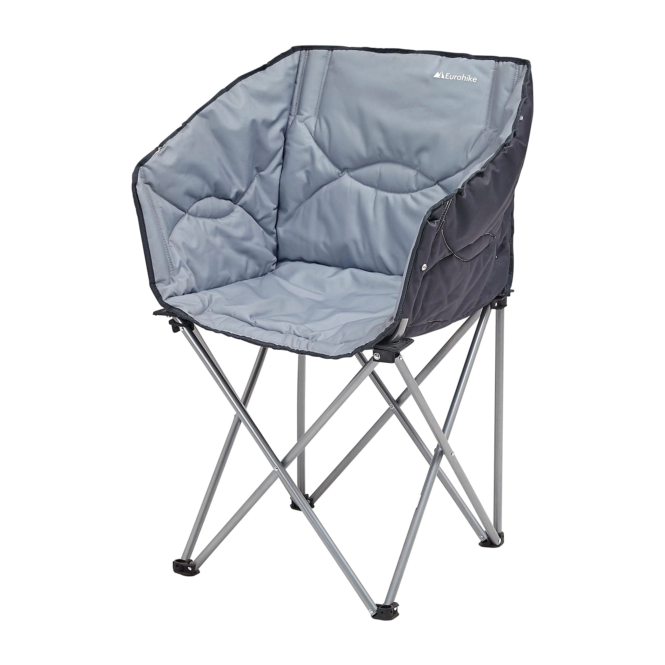 Eurohike Quilted Tub Chair for Adults & Kids, Folding, Lightweight, Portable, Compact, Water Resistant, Ideal for Camping, Festivals, Picnics, Beach & Outdoor Events, includes Carry Bag (Grey)