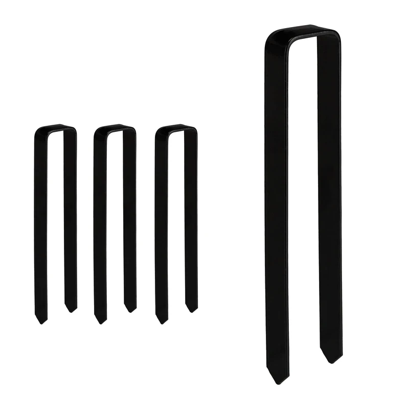 Relaxdays Ground Anchor Set of 4, Hard Soil, Rose Arch, Garden, Steel, XXL, HxWxD: 30 x 6.5 x 2.5 cm, Durable, Black