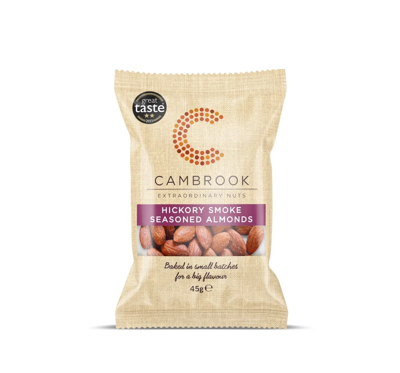 Cambrook - Hickory Smoke Seasoned Almonds, 45g Bag