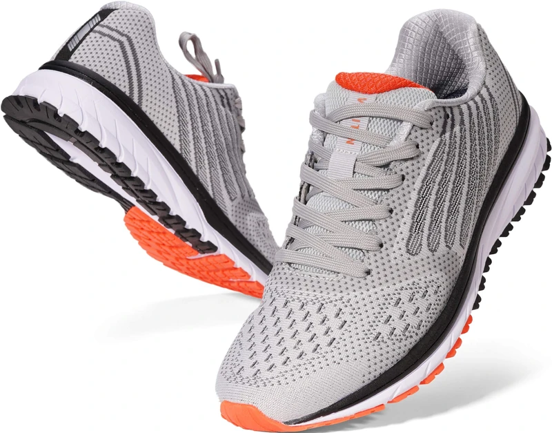 JOOMRA Whitin Men's Supportive Running Shoes Cushioned Athletic Sneakers, S5 | Light Grey, 9.5