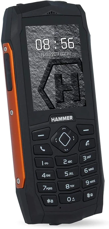 Hammer H Rugged Button Phone, 2.4-inch, Simple Telephone, 2000mAh Big Battery, IP68 Waterproof Mobile Phone Shockproof, LED Flashlight, 2MP Camera, FM Radio, MP3, Dual SIM - Orange – UK Version