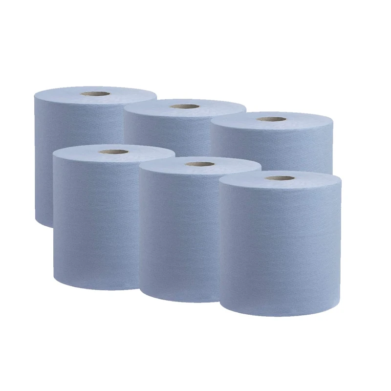 Straame - Centrefeed Paper Tissue Rolls - Embossed Pattern Hand Towel - for Home Office Warehouse Bathroom Garage Kitchen, Wipe Away - Wall Mounted Lockable Rolls - 2-Ply (Blue, Pack of 6)