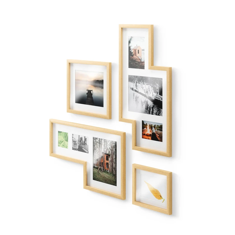 Umbra Mingle Picture Frame Gallery Set of 4, Collage Display for Photos, Prints, Artwork and More, Holds one 4x4, two 4x6, two 5x7 and three 8x10, Natural - Image 1