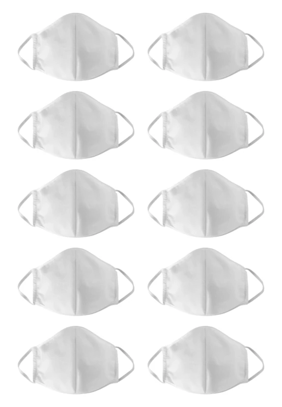 Seidensticker 3-Layer Reusable Face Mask, 10 Pack, White, One Size
