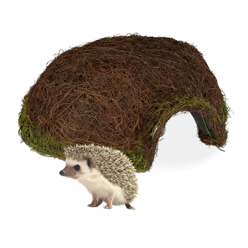 Relaxdays Hedgehog House, without Floor, Igloo Entrance, Wildlife, Protect, Hibernate, Hutch, HxWxD: 20x52x45 cm, Brown - Image 1