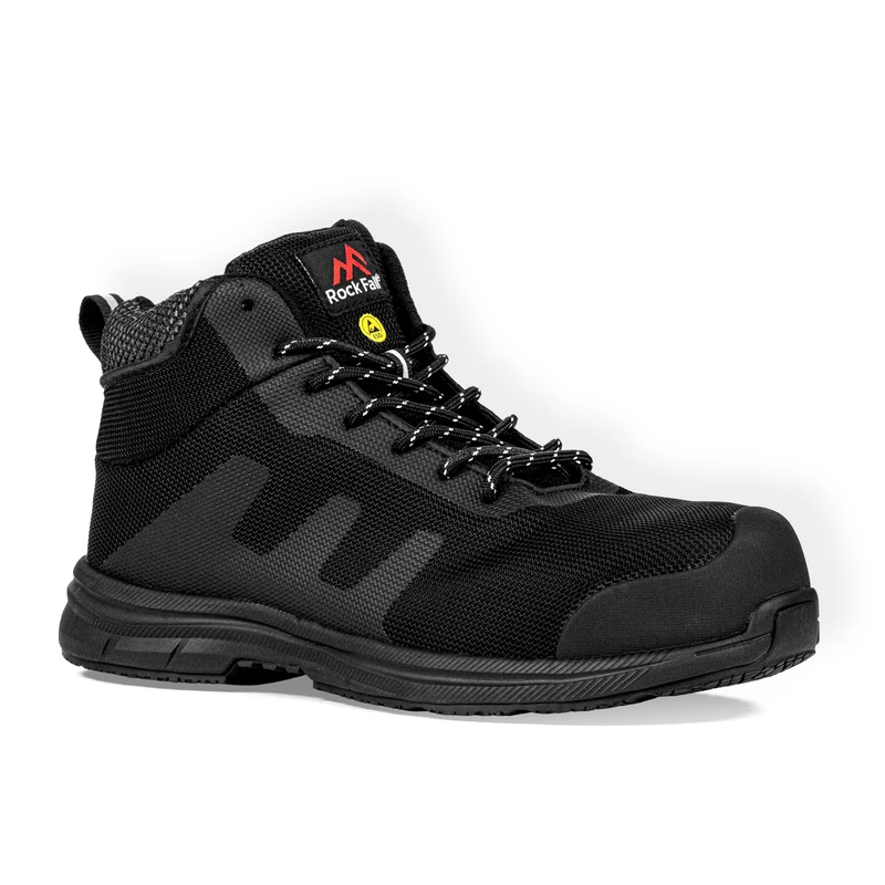Rock Fall TeslaDRI ESD Safety Steel Toe Cap Safety Trainer Unisex, Fully Waterproof Safety Boots, SRC Slip Rated Work, Ankle High with Fibreglass Protective Toecap UK 15