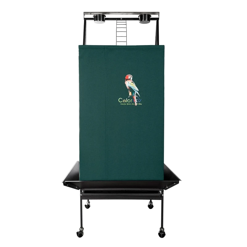 Colorday Good Night Bird Cage Cover for Large Bird Cage with Play Top (68", Green)
