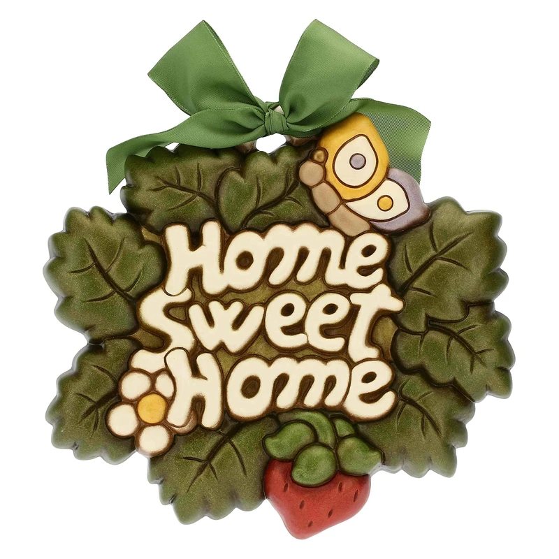 THUN - Large Moulded Tile Home Sweet Home - Hanging - Ceramic - 24 x 20.5 cm - Home Sweet Home Line