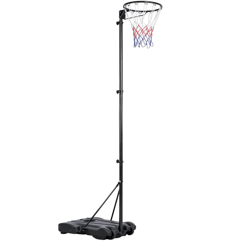 Yaheetech Netball Post Height Adjustable Stand 245.5-305 cm Portable Regulation Hoop Full Size Basketball Net Set for Training Black/Red