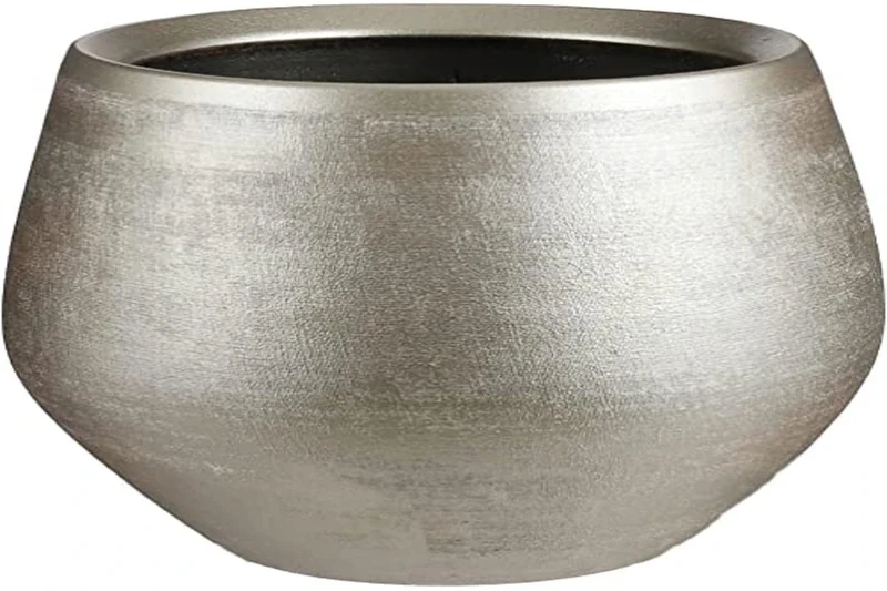 MICA Decorations Decorations Douro 75001 Flower Pot Round Gold - 28 x Diameter 33 cm One Size