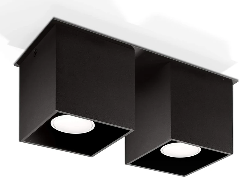 MiaLux Keira Indoor Black Rectangular 2 x GU10 up to max. 40 W 230 V IP20 Living Room Bedroom Staircase Hallway Energy Class A++ Ceiling Light 2 Bulbs - Image 1