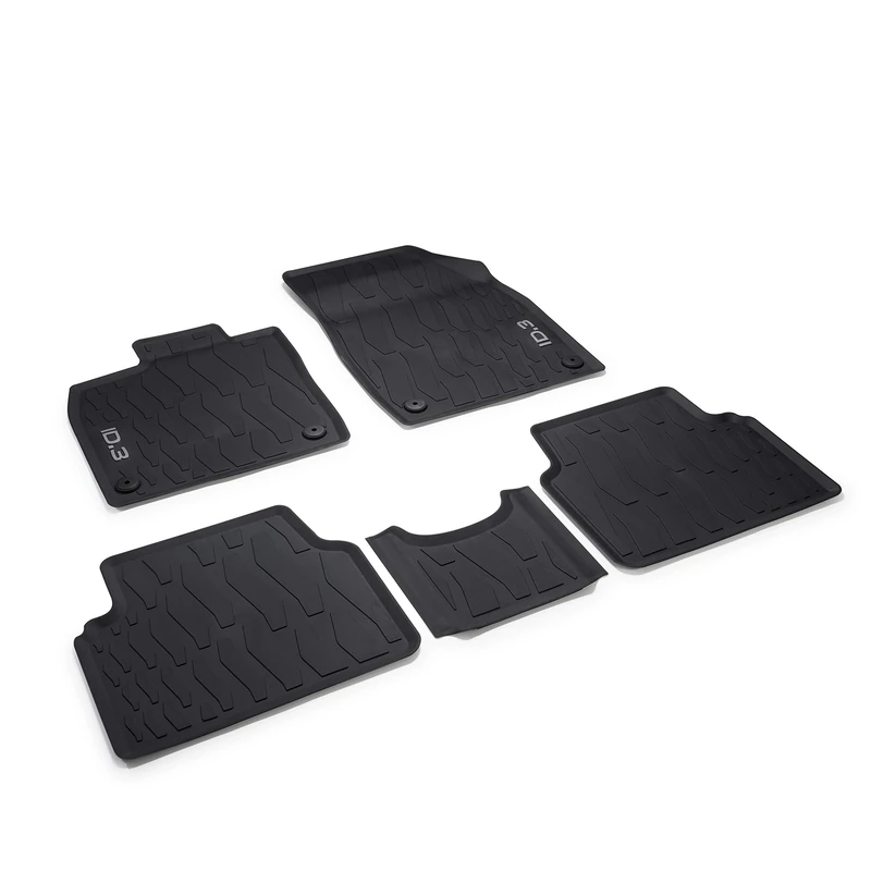 Volkswagen 10B06150082V Rubber Floor Mats, All-Weather Mats, 5 x Rubber Mats with ID.3 Lettering