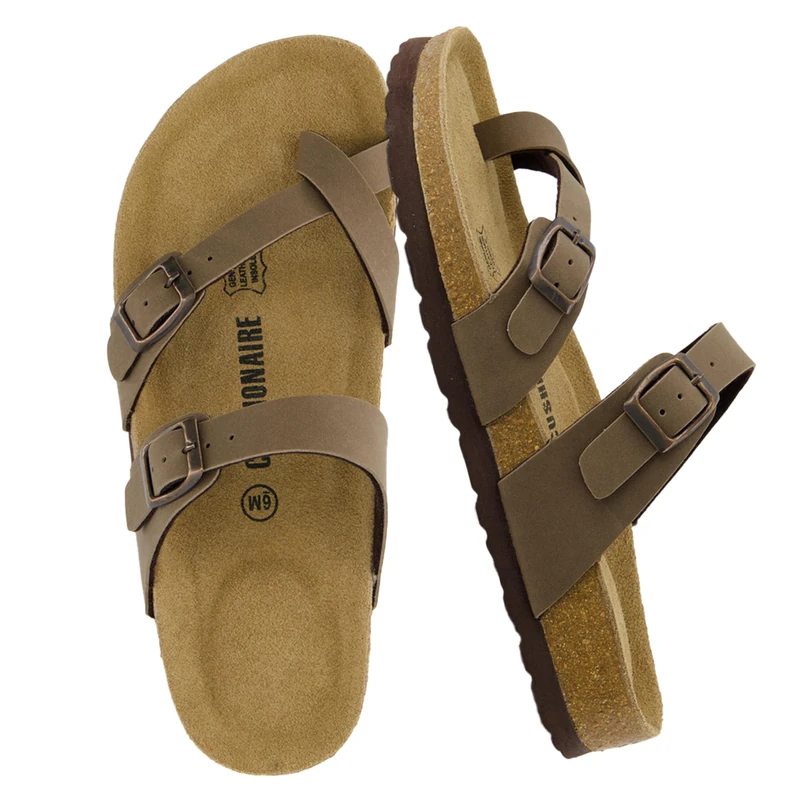 CUSHIONAIRE Women's Luna Cork Footbed Sandal with +Comfort, Brown 5 UK W