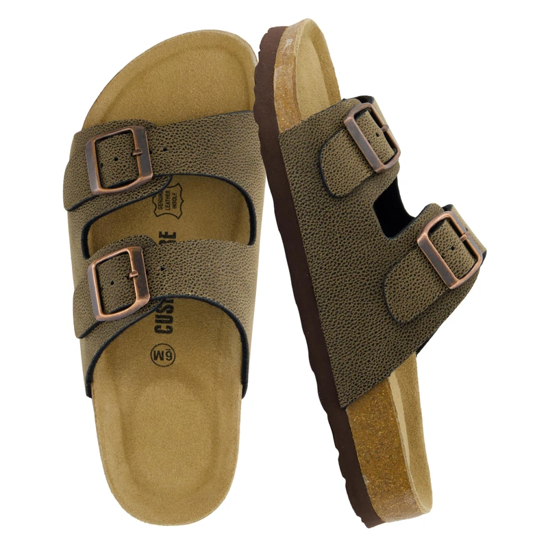 CUSHIONAIRE Women's Lane Cork Footbed Sandal with +Comfort, Brown Rugged 7 UK