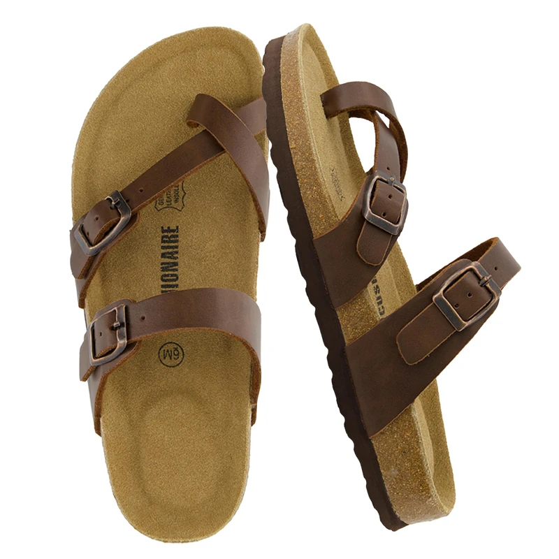 CUSHIONAIRE Women's Luna Cork Footbed Sandal with +Comfort, Brown Oily 4 UK