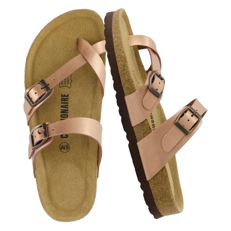 CUSHIONAIRE Women's Luna Cork Footbed Sandal with +Comfort, Gold 7 UK W
