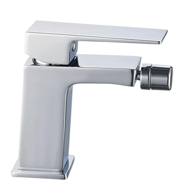 Kibath 445451 Bidet VER Slim Square Mixer Tap Made of Brass and Chrome Gloss Finish includes Fittings, Lips and Cartridge