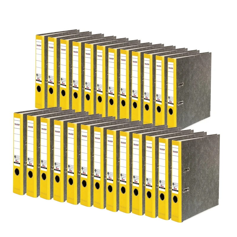 Exacompta - Ref 80023625002F - FALKEN - Recycling Lever Arch Files - Suitable for A4 Documents, 50mm Spine, Spine Label, Metal Finger Hole - Yellow (Pack of 25)