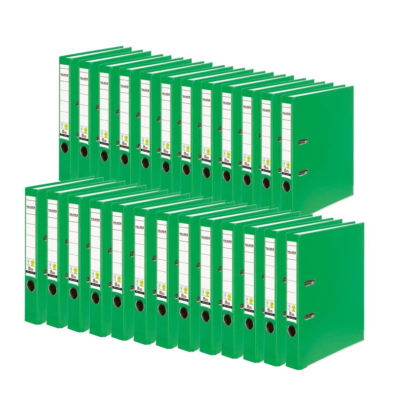 Exacompta - Ref 11286804007F - FALKEN - Vegan PP Lever Arch Files - Suitable for A4 Documents, 50mm Spine, Spine Label, Metal Finger Hole - Light Green (Pack of 25)