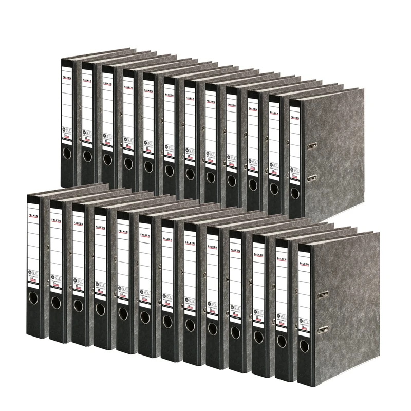 Exacompta - Ref 80022700003F - FALKEN - Recycling Lever Arch Files - Suitable for A4 Documents, 50mm Spine, Spine Label, Metal Finger Hole - Black (Pack of 25)