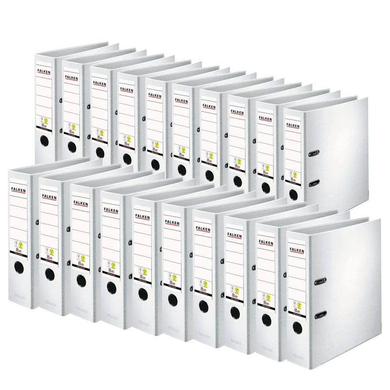 Exacompta - Ref 09984030007F - FALKEN - Vegan PP Lever Arch Files - Suitable for A4 Documents, 80mm Spine , Spine Label, Metal Finger Hole - White (Pack of 20)