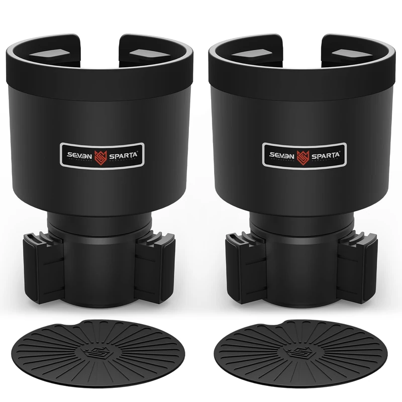 7 Sparta Expander 2 Pack Car Cup Holder Expander Organizer Adjustable Base, Compatible with Yeti 20/26/30 oz, Compatible with Hydro Flasks 32/40oz, Other Bottles in 3.4"-3.8" (Black)