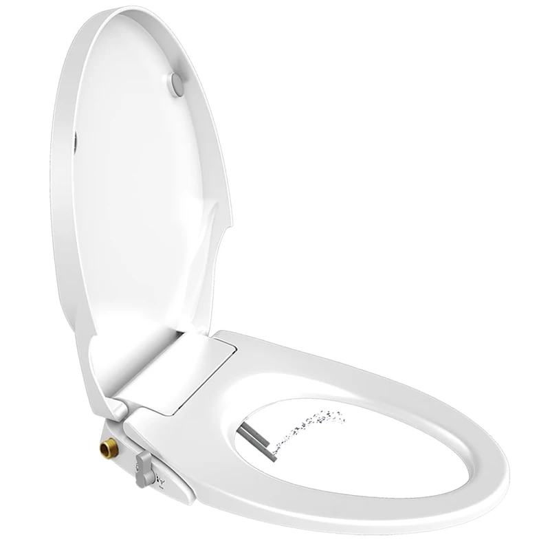 Toilet Seat, Bidet Seat Power Free with Self Cleaning Dual Nozzles Separated Rear & Feminine Cleaning Natural Water Spray, Soft Closed Toilet Seat, Easy DIY Installation (Round O)