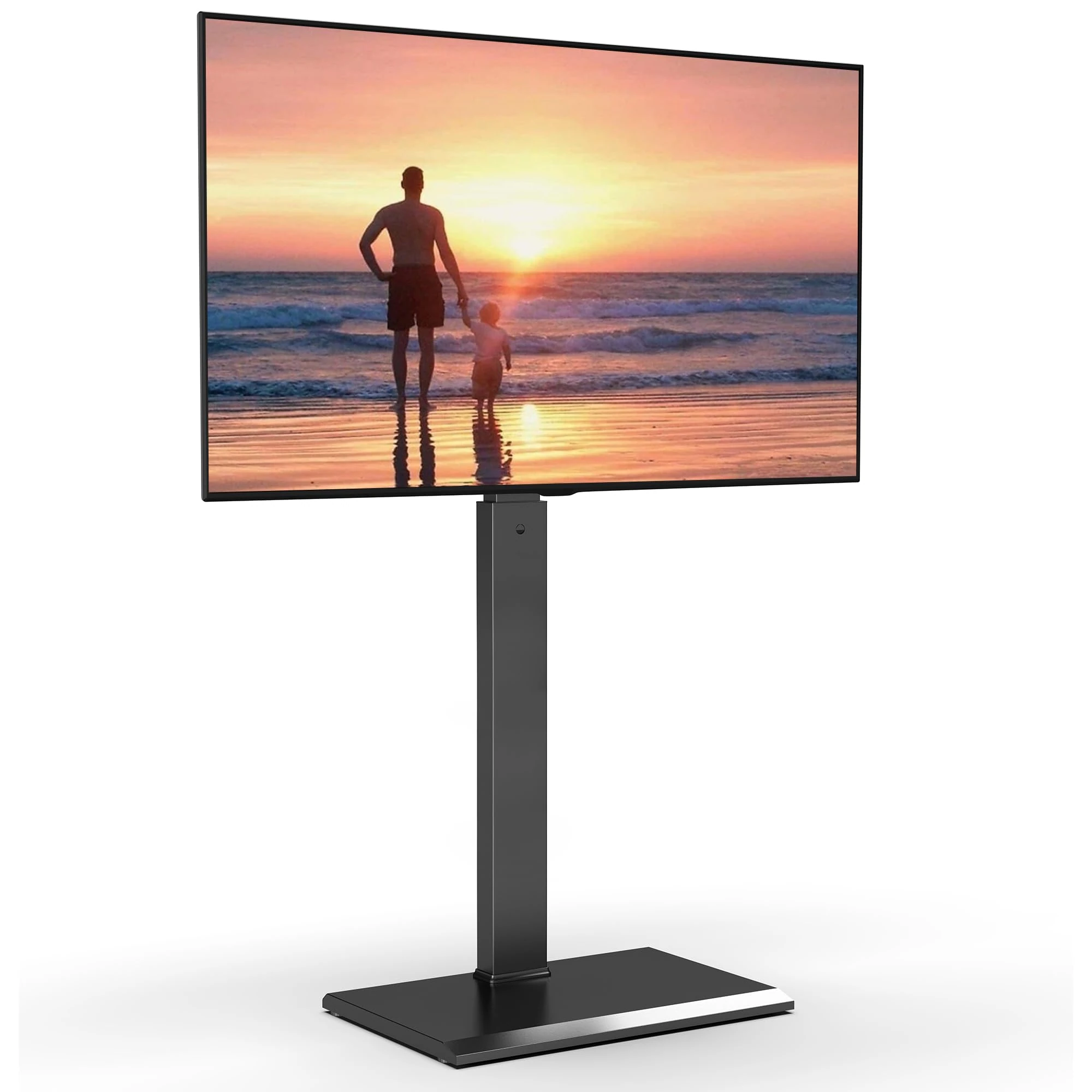 FITUEYES TV Floor Stand with Iron Base for 27-65 Inch TV, Universal Tall TV Stand with Swivel Mount, Height Adjustable Holds 40kg Black