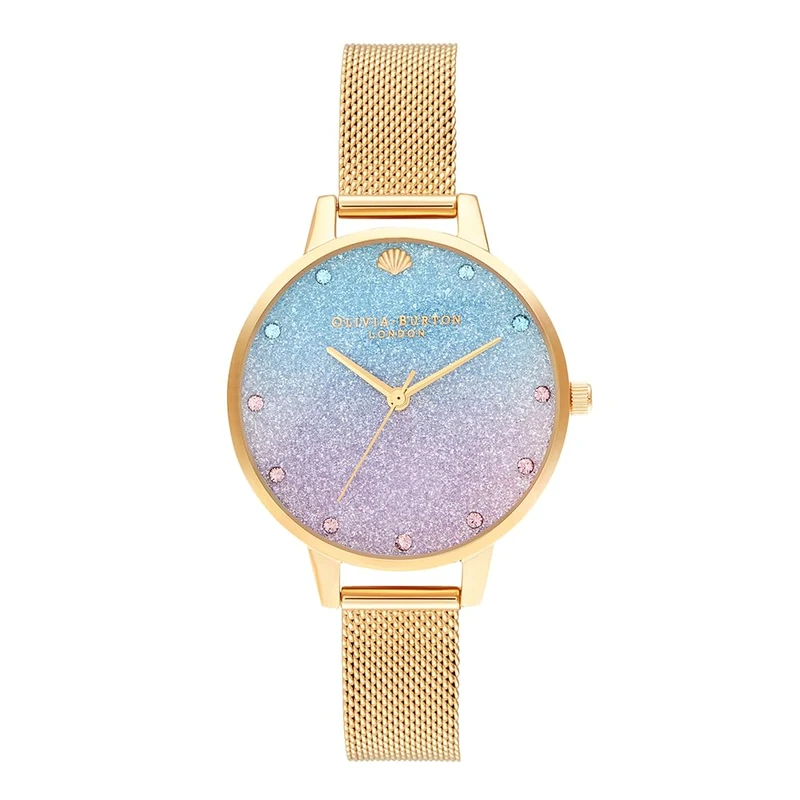 Olivia Burton Analogue Quartz Watch for Women Under The SEA Collection with Gold Colored Stainless Steel Mesh Bracelet - OB16US48