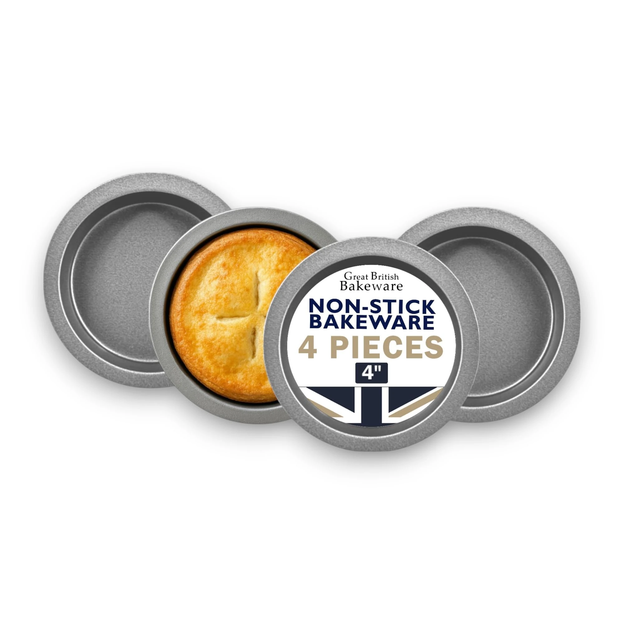 Samuel Groves 4X Mini Pie Cake Tins Long Life 4” (10cm) Non Stick Made in England