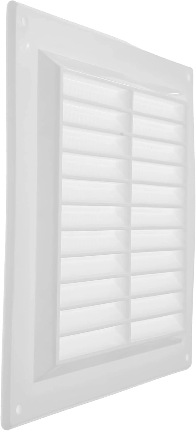 6'' x 6'' Inch / 150 x 150 mm Plastic Vent Cover - White - Square Soffit Vent - Exhaust Ventilation Louver - Air Inlet Grille Cover - Built-in Screen Mesh - HVAC Vent Duct Cover