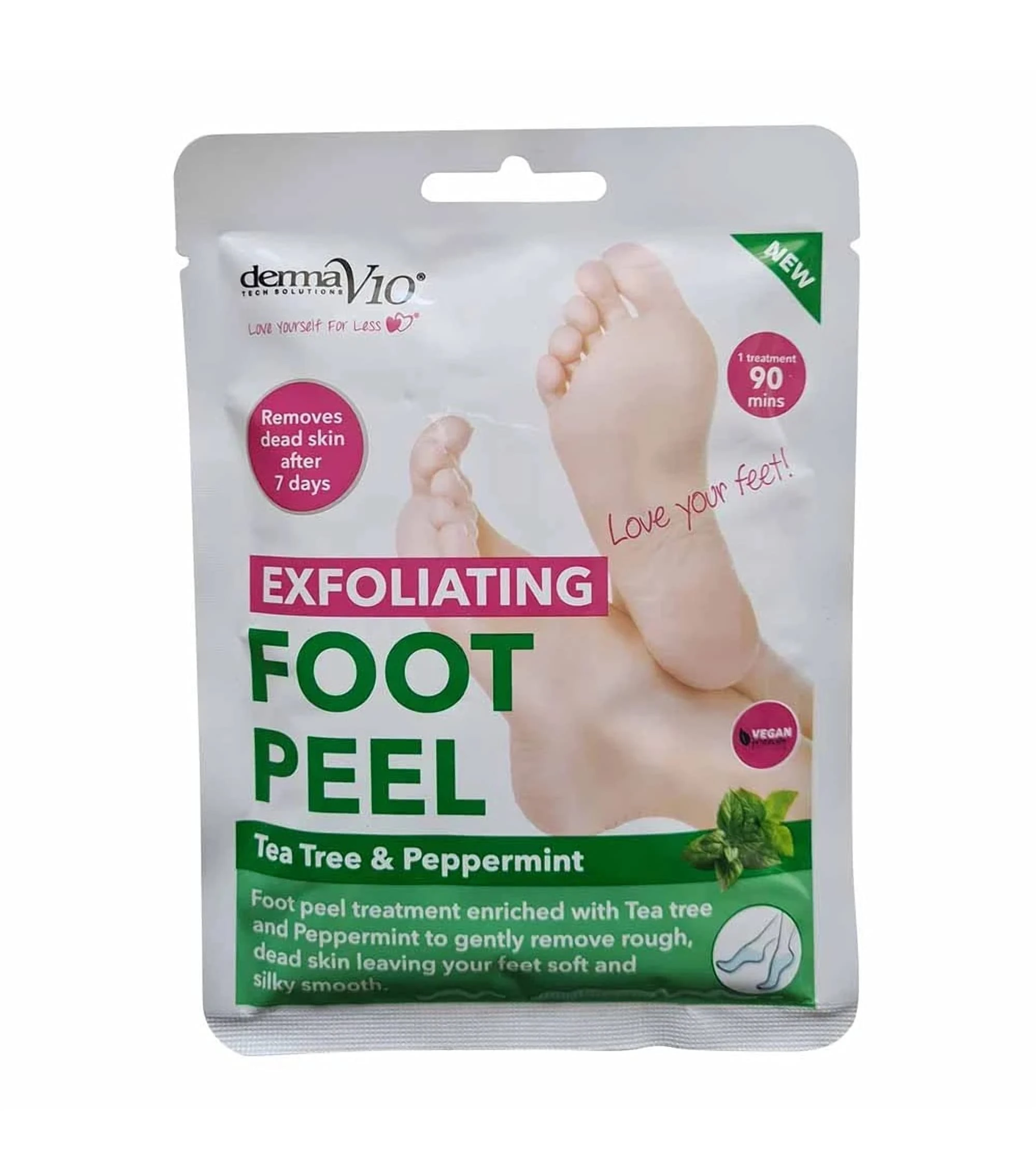 DermaV10 Exfoliating Foot Peel Tea Tree and Peppermint 1 Pair