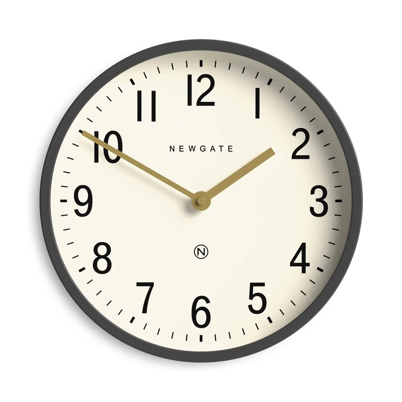 NEWGATE® Master Edwards wall clock | Mid century style clock | 30cm | Deep metal case in matt dark grey | Modern retro design for kitchen, living room or office